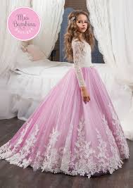 The Breathtaking Atlanta Is A Flower Girl Ball Gown With Long Lace Sleeves And Full Tull Gowns For Girls Flower Girl Dresses Tulle Princess Flower Girl Dresses