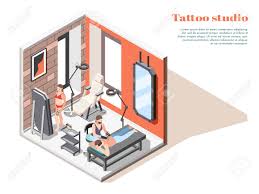 See more ideas about tattoo parlors, tattoo shop, tattoo shop interior. Tattoo Studio Interior Isometric Composition With Mirrors Floor Royalty Free Cliparts Vectors And Stock Illustration Image 135217286