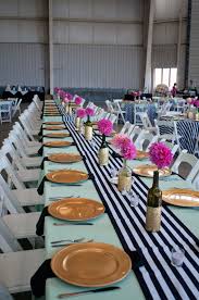 Black And White Striped Tablecloth Black And White Striped Wedding Mint And Gold Wedding Kate Spade Wedding Inspiration Diy Wedding Decorations Wedding Table Fun Wedding Decor
