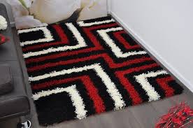 Living Room Black And White Area Rug Number 3 Red Black White Tides Modern Plain 5cm Shaggy Rugs Thick Soft Pile Area Rug Mats Black And Red Living Room Black And Red Rugs