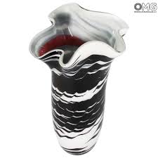 Grand vase en verre, petit vase boule, vase déco en céramique, vase en métal, vase design. Vase Missoni Noir Et Blanc Verre De Murano Original Omg