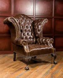 Classic Leather Wingback Chair Victorian Brown Leather Armchair In 2021 Leather Wingback Chair Furniture Leather Furniture