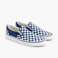 Black And White Checkered Vans Men Vans Slip On Sneakers In Blue Checkerboard For Men Blue Vans Shoes Vans Slip On Slip On Sneakers