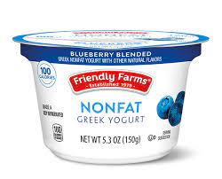 Greek Non Fat Blended Strawberry Or Blueberry Yogurt 5 3 Oz Friendly Farms Aldi Us