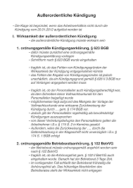 In der fachsprache ist kündigung eine einseitige empfangsbedürftige willenserklärung. Ausserordentliche Kudnigung Studocu