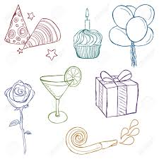 Faire un dessin d'anniversaire pour quelqu'un montre de l'appréciation pour lui. Illustration Des Icones D Anniversaire Ou De Fete Style De Dessin Clip Art Libres De Droits Vecteurs Et Illustration Image 15046769