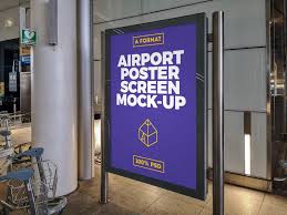Airport Poster Screen Mock Ups 6 In 2020 Real Background Mocking Mockup