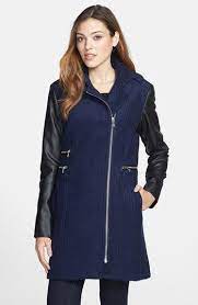Calvin Klein Faux Leather Sleeve Boucle Jacket Nordstrom Boucle Coat Boucle Jacket Knitted Coat
