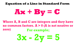 'standard form' in algebra refers to a way of structuring (phrasing) an equation: Equation Of A Line In Standard Form Steemit