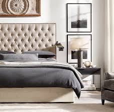 Rh S Adler Panel Diamond Tufted Fabric Bed With Nailheads Distinguished By Crisp Lines Sumptuous Paddi Contemporary Bedroom Luxurious Bedrooms Bedroom Layouts
