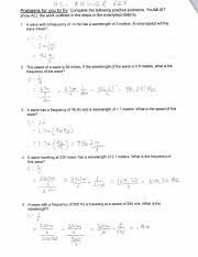 The resource includes a powerpoint. Wave Speed Equation Practice Ws Hs Answers 1276fvp Pdf Lts Prnwlie Key Problems For You To Tut Complete The Following Practice Problems You Must Show Course Hero