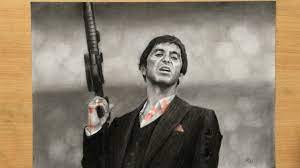 Charcoal Pencil Drawing Of Tony Montana - Al Pacino In Scarface - Youtube