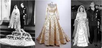 Princess diana's wedding dress designers who created the silk taffeta royal wedding gown. Britain Queen Elizabeth Ii The Then Princess Elizabeth Of York Lt Phillip Mountbatten Queen Wedding Dress Queen Elizabeth Wedding Celebrity Wedding Gowns