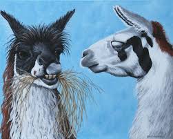 Two Llamas Painting Original Animal Art Funny Animal Etsy Original Animal Art Animal Art Animal Paintings
