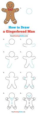 How To Draw A Gingerbread Man Really Easy Drawing Tutorial Easy Christmas Drawings Drawing Tutorials For Kids Drawing For Kids