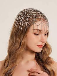 Head Jewelry NAISKA Silver Rhinestone Head Chain