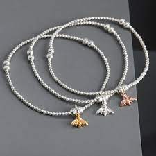 Necklace morocco first half 1900 silver, amber ethnic jewels 3443. Sterling Silver Tiny Bumble Bee Beaded Bracelet Womans Evy Designs