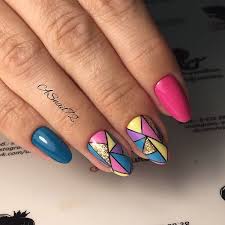 Geometric pattern nails are a must for date night! 60 Geometric Nail Art Ideas Nenuno Creative