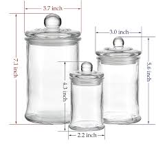 Buy top selling products like lucent wastebasket and weight watchers® by conair™ body analysis glass bathroom scale. Buy Kmwares 3pcs Set Small Mini Clear Glass Premium Quality Apothecary Jars Bathroom Storage Vanity Organizer Canisters For Cotton Balls Swabs Makeup Sponges Bath Salts Q Tips Online In Indonesia B086yczfns