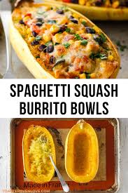 Spaghetti Squash Burrito Bowls For Two Recipe Tasty Vegetarian Recipes Easy Pasta Dinner Burrito Bowl