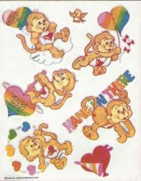 Vtg Agc American Greetings Satin Taffeta Care Bear Cousin Monkey Stickers Sheet Care Bears Cousins Monkey Stickers Care Bear