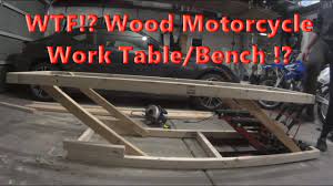 Wood motorcycle lift table : Diy Home Made Adjustable Wood Motorcycle Work Table For 20 Bucks Youtube