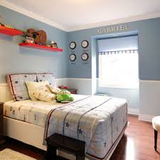Fun boys bedroom design with blue bunk beds and great organization! Red And Blue Boys Room Houzz
