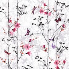 This eccentric and timely collection embraces travel and all of the hidden gems you come across along the journey; Pink Floral Wallpaper With Birds Novocom Top