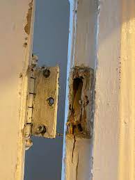 How to fix front aluminum sagging door hitting top of frame and stuck door. Broken Door Frame At Door Hinge Fixit