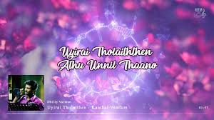 Uyirai Tholaithen Lyrics Video Youtube Kanavellam neethane lyrical dilip varma rr lyrics. youtube