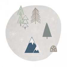 Eine schöne wahl für bodendekoration und kinderzimmer. Lilipinso Teppich Baume Und Berg Grau Grun Rund Bei Kinder Raume