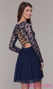 Navy Lace Bodice Long Sleeve Hoco Dress By Promgirl Long Sleeve Homecoming Dresses Hoco Dresses Homecoming Dresses Long