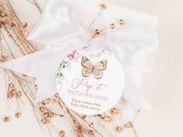 EDITABLE Butterfly Pop It When She Pops Mini Champagne Favor Tag Floral  Pink & Gold Butterfly Baby Shower Champagne Tag Mini Wine Tag 0162