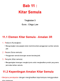 A) reuse, reduce, recycle b) reduce, recycle, respect c) reduce, reuse, respect d) recycle, reuse, respect 2) yang mana satukah antara berikut adalah contoh guna semula bahan? Bab 11 Kitar Semula