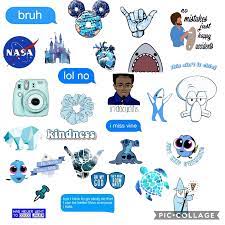 Blue Aesthetic Sticker Collage Blueaesthetic Blue Aesthetic Sticker Collage Aesthetic Stickers Cute Stickers Girl Stickers