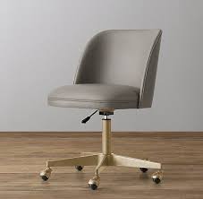 Alessa Leather Desk Chair Antiqued Brass