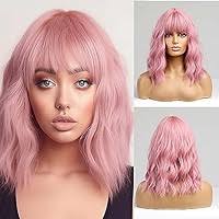 Amazon.com : VKheroKV WS-02 Women's Wavy Wig With Hair Bang Shoulder Length  Synthetic Heat Resistant Curly Wigs Colorful For Party Daily (Red) : Beauty  & Personal Care