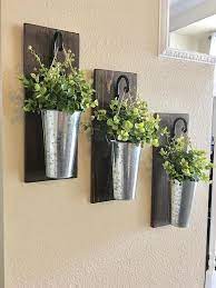 Rustic Galvanized Metal Hanging Planter Comes In A Set Of 2 Or 3 And Choose Flowers Or Greenery Th Galvanized Wall Decor Rustic Wall Decor Galvanized Decor