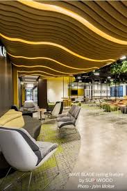 Wave Blades Sculpted Ceiling Feature Inside The Macquarie University International College In Sydney Architecture Architecture Building Commercial Architecture