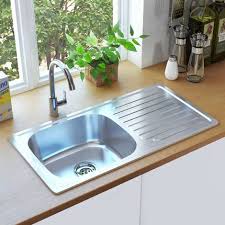 58cm Acier Inoxydable Evier A Encastrer Carre Egouttoir Evier Cuisine Plonge Bac D Evier 10003260