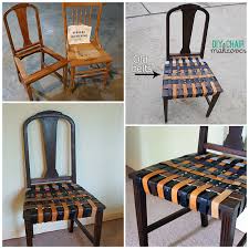 Refashion Replace An Old Chair Seat With Old Belts Chair Makeover Furniture Diy Home Diy
