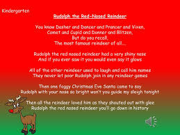 Ppt Kindergarten Rudolph The Red Nosed Reindeer You Know Dasher And Dancer And Prancer And Vixen Powerpoint Presentation Id 3536484