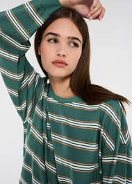 Yumi Row Jasper Striped Longsleeve Tee In Brown Stripe in Brown Stripe