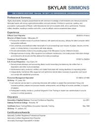 official court reporter resume sample