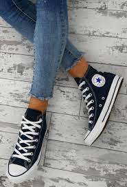 Chuck Taylor Converse All Star Navy High Top Trainers Converse Shoes High Top Black Converse Outfits Black High Top Converse