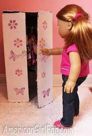 Americangirlfan Make A Doll Sized Closet From A Recycled Box American Girl Doll Diy American Girl Doll Furniture American Girl Doll Crafts