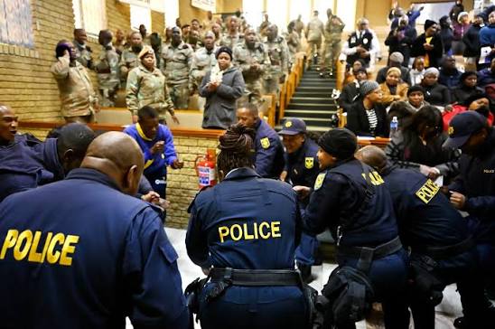 Family members and colleagues of Constable Thapelo Tlomatsane and Constable  Simphiwe Sibeko gathered at The Assemblies of Christ, Lighthouse Community  Church in Westdene, for the memorial service for the two constables who