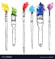 vector drawing paintbrushes with color paint hand drawn illustration download a free preview or high qualit paint brush drawing paint brush art brush drawing