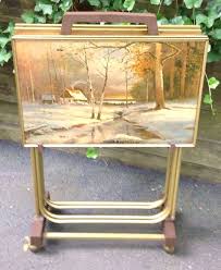 Vintage 50s Set Of Tv Trays Signed By Robert Wood Tv Trays Robert Wood Tv Tray Table