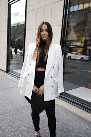 Black And White Blazer Womens Outfit Jodi Blk Blazer Outfits Casual White Blazer Outfits White Denim Jacket